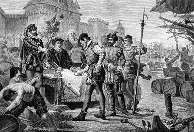 Betaling av den gamle avgiften for sypresstreet, Bordeaux, Frankrike, 1453 1882-1884 av Trichon