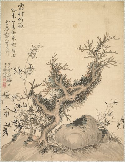 Frostede grener og dvergbambus, 1847. av Tsubaki Chinzan