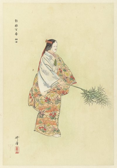 Skuespiller i No Play Hanjo Noh-skuespiller fra Noh-skuespillet Hanjo Hanjo (tittel på objekt) Play a Hundred Noh (serietittel) Nogaku hyakuban (serietittel på objekt) av Tsukioka Kogyo