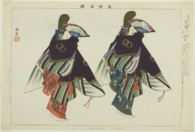 Futari Shizuka, fra serien "Pictures of No Performances (Nogaku Zue)" av Tsukioka Kogyo