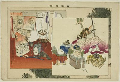Egenskaper, fra serien "Pictures of No Performances (Nogaku Zue)" av Tsukioka Kogyo