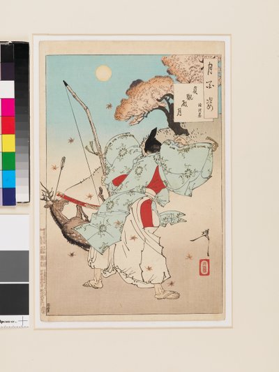 Jōganden-månen - Minamoto no Tsunemoto av Tsukioka Yoshitoshi