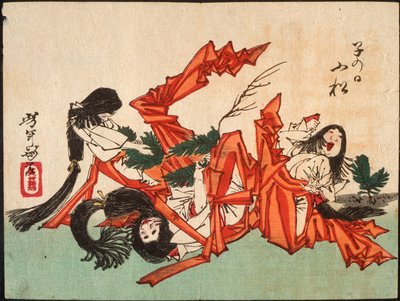 Ziehen von Kieferntrieben am Tag der Ratte av Tsukioka Yoshitoshi