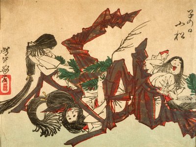 Ziehen von Kieferntrieben am Tag der Ratte av Tsukioka Yoshitoshi