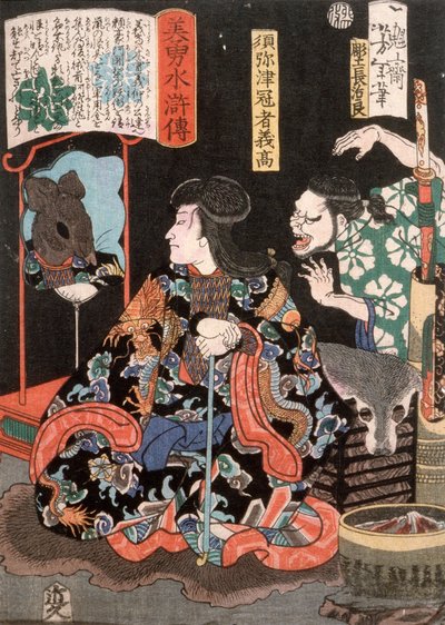 Shumitsu Kanja Yoshitaka grubler som en rot i et speil av Tsukioka Yoshitoshi
