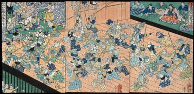 Uji Jōetsus elever øver på fekting av Tsukioka Yoshitoshi