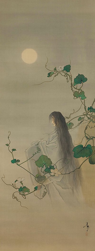 Ånden til den avdøde Yugao flettet inn i Moonflower Vines..., ca. 1892. av Tsukioka Yoshitoshi