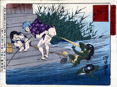 Yodo Gawakré: elvens spøkelse som gjetter på baken (Kappa) av Tsukioka Yonejiro av Tsukioka Yoshitoshi