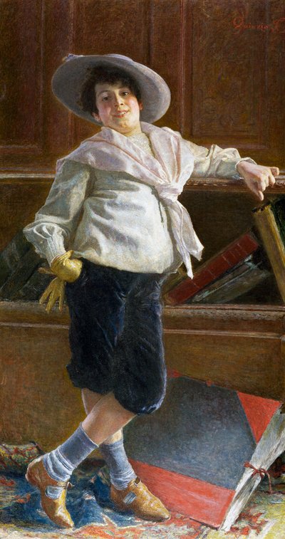 Portrett av ung mann, maleri av Tullio Salvatore Quinzio (1858-1918), olje på lerret, 80x100 cm av Tullio Salvatore Quinzio