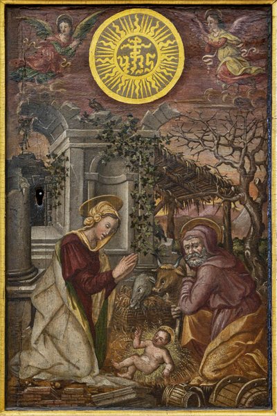 Jesu fødsel, dør til et ciborium, første halvdel av XVI århundre (olje på panel) av Tuscan School