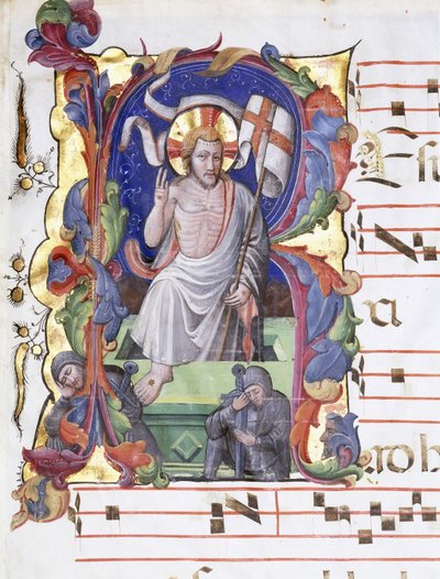 Veldig stor historikk bokstav "A", som viser oppstandelsen, ca. 1400-1450 av Tuscan School