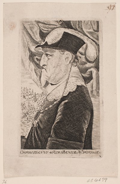 Christian IV som gammel. Profil av Ubekendt