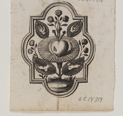 Emblem med hjerte gjennomboret av en rose av Ubekendt