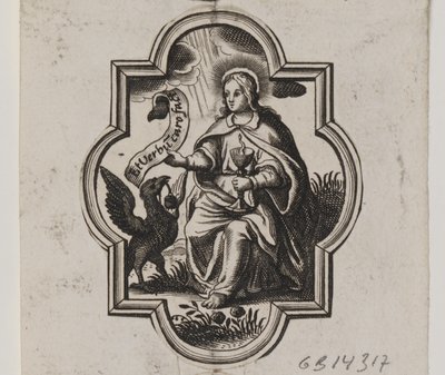 Emblem med evangelisten Johannes av Ubekendt
