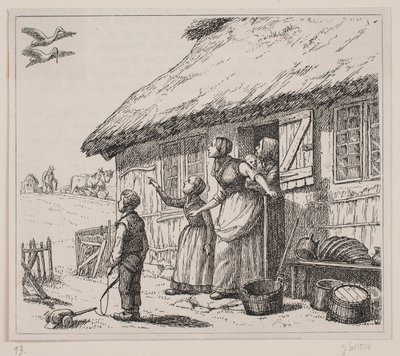 Illustrasjon til "Storken er kommen", dikt av Gotfred Rode av Ubekendt