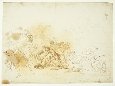 Kampscene foran Romas murer. Slaget ved Milvian Bridge? av Ubekendt