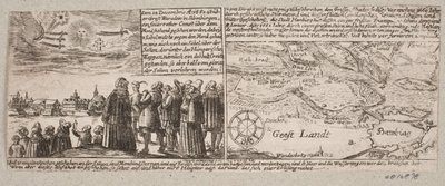 Kometen som dukket opp i Grossvardein, Sibenbürgen, 14. desember 1660, samt et kart over egne nær Hamburg under stormfloen 4. januar 1661 av Ubekendt