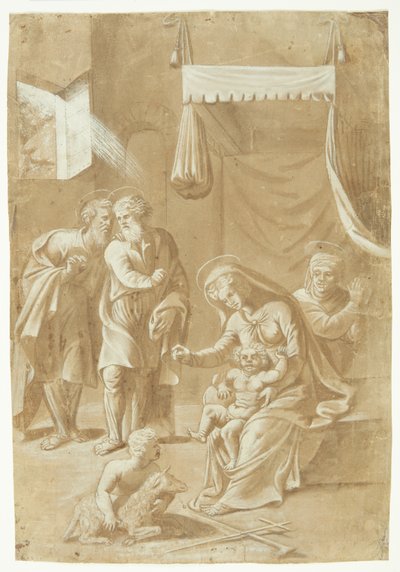 Maria med Jesusbarnet, døperen Johannes, Elisabet, Josef og Sakarias av Ubekendt