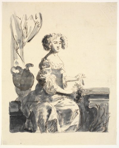 Portrett av en dame, sittende, halvfigur av Ubekendt