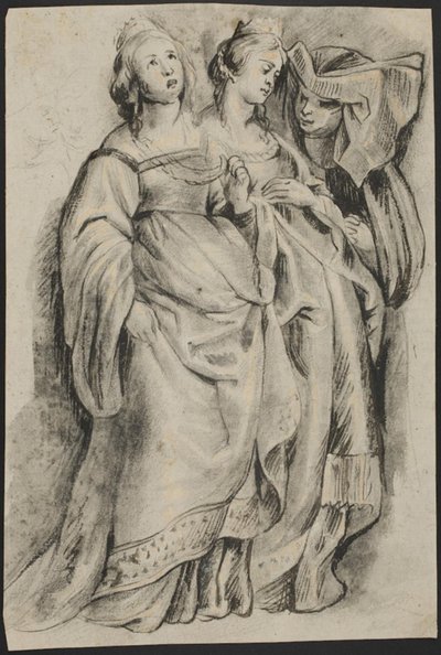 Tre kvinneskikkelser, fra "The Conversion of Saint Bavo" av Ubekendt