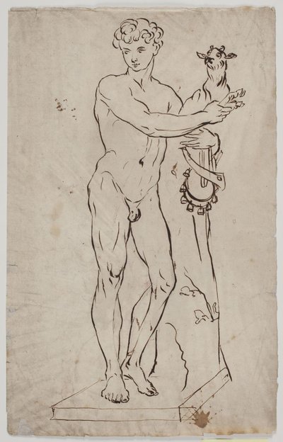 Kopi etter Salys statue "Ung faun holder en geitunge" (1750). Etter et eksemplar på en firkantet base av Ubekendt KKS21008