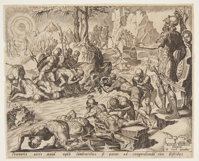 Gideon ser på måten soldatene drikker på av Ubekendt efter Maarten van Heemskerck