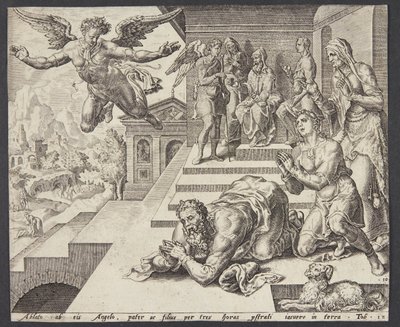 Engelens avgang av Ubekendt efter Maarten van Heemskerck
