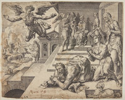Engelens avgang av Ubekendt efter Maarten van Heemskerck
