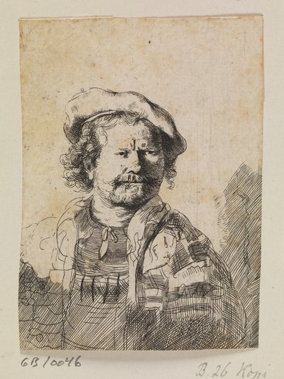 Rembrandt i flat caps og brodert kjole av Ubekendt efter Rembrandt