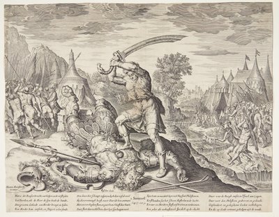 David kuttet hodet til Goliat av Ubekendt efter ubekendt efter Maarten van Heemskerck