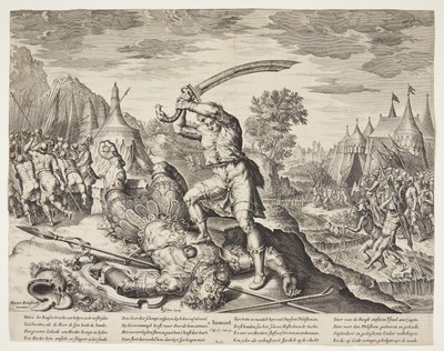 David kuttet hodet til Goliat av Ubekendt efter ubekendt efter Maarten van Heemskerck