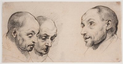 Tre mannlige hoder av Ubekendt kopist efter Anthony van Dyck