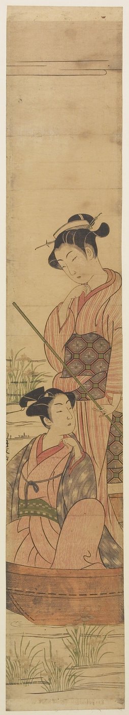 Ungt par i en båt under månen, ca. 1770-72 av Uchimasa