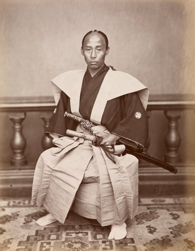 Samurai (Kiichi Harada), Nagasaki, Japan, ca. 1870 (en del overflate p skog t) av Ueno Hikoma