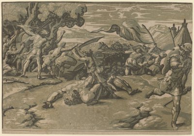David dreper Goliat av Ugo da Carpi after Raphael