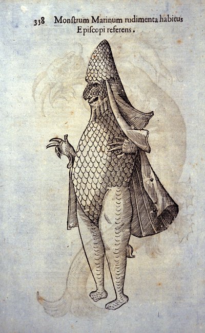 Havfesten, imaginær fisk og havmonster av Ulisse Aldrovandi (1522-1605), "Monstrorum Historiae", Bologna 1642 av Ulisse Aldrovandi