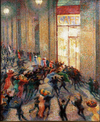 En kamp i arkaden av Umberto Boccioni