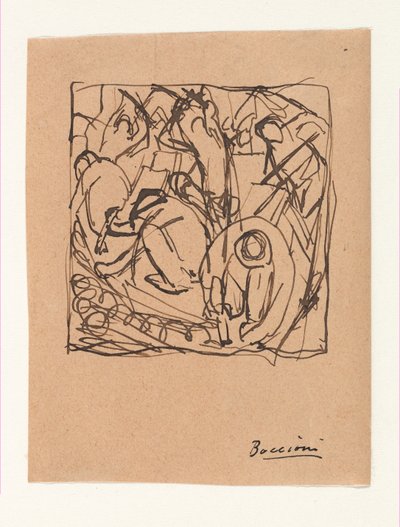 Kompositionsstudie für "Die Straßenpflasterer" av Umberto Boccioni