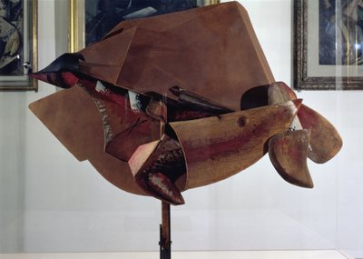 Dynamism av en hest i bevegelse og hus (blandet media) av Umberto Boccioni