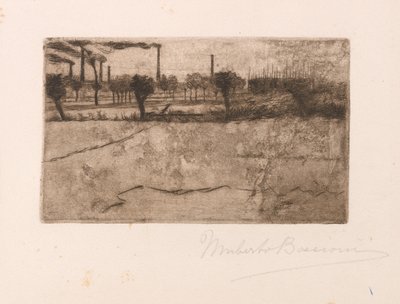 Landskap med industrianlegg av Umberto Boccioni
