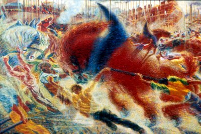 'Byen våkner', 1910 av Umberto Boccioni