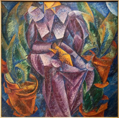 Spiral vinkelrett konstruksjon. Sittende kvinne av Umberto Boccioni
