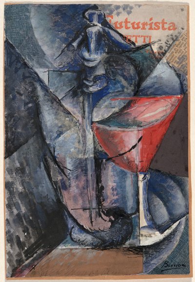 Stilleben: Glass og sifon av Umberto Boccioni