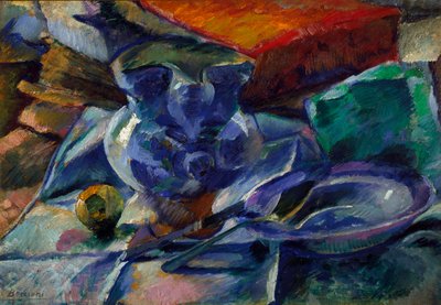 Stilleben med kannen, skålen og bestikket Maleri av Umberto Boccioni (1882-1916) 1916 Dim. 35x50 cm Milano, Civico Museo d