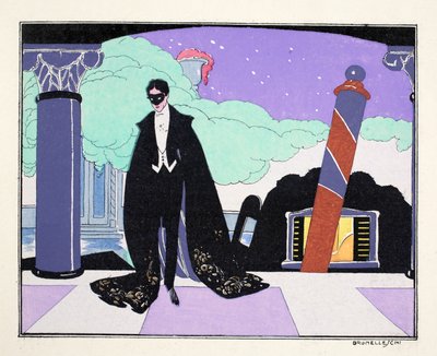 Le Bon Ton på teatret (stensiltrykk) av Umberto Brunelleschi