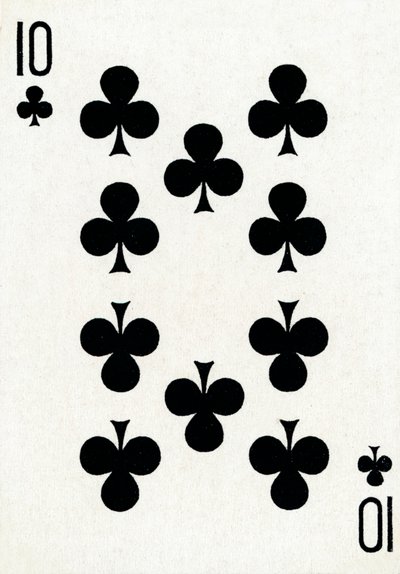 10 klubber fra en kortstokk med Goodall & Son Ltd.-spillekort, c1940 av Unbekannt