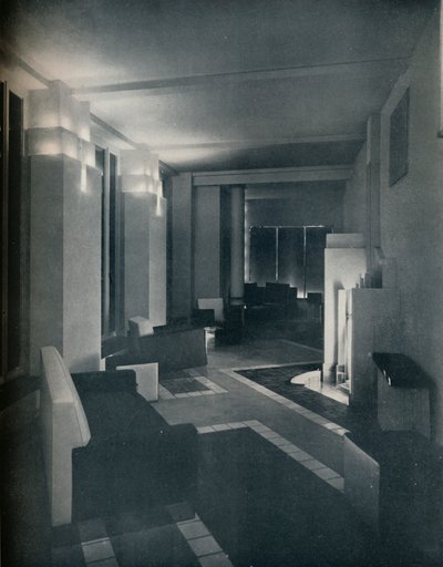 Interiør fra 1930-tallet med moderne belysning, 1930 av Unbekannt