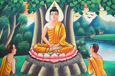 20151103, Kasi, Laos: Maleri som skildrer livshistorien til Shakyamuni Buddha av Unbekannt