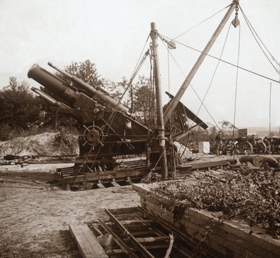 220 mørtel, Genicourt, Nord-Frankrike, c1914-c1918 av Unbekannt