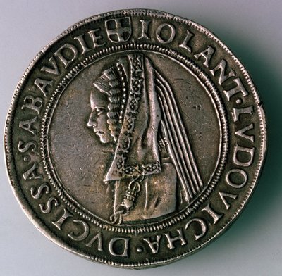 4-testong. Hertugdømmet Savoy, Italia, omvendt: Iolanta Ludovica, hertuginne av Savoy, 1497-1504 av Unbekannt
